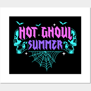 Hot Ghoul Summer Pastel Goth Gothic Funny Halloween Skeleton Posters and Art